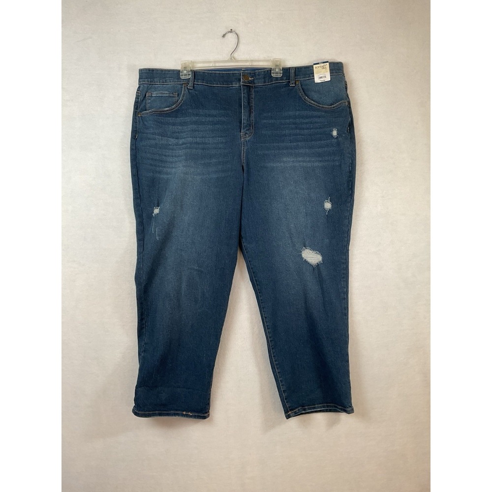 Terra & Sky Jeans Womens Plus 26W Blue Denim Boyfriend Comfort Waist Relaxed Fit